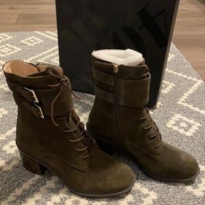 Olive green combat boots